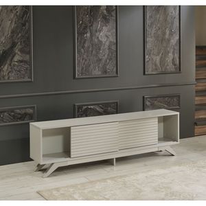 Mobile TV FurnisHome Store Luxia 67 Pollici Stile Mid-Century Moderno Grigio con 2 Ante Scorrevoli e 2 Ripiani, Unità a 4 Cassetti - Product Image 6