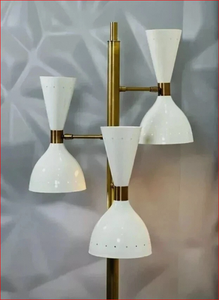 Lampe sur pied en laiton avec abat-jour conique, luminaire moderne en métal pour la maison et le bureau - Product Image 5