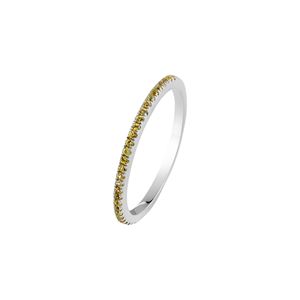 Anillo de Zafiro Amarillo en Plata de Ley 92.5 con Baño de Rodio y Engaste Pavé, Estilo Clásico - Joyería para Compromiso y Boda - Product Image 1