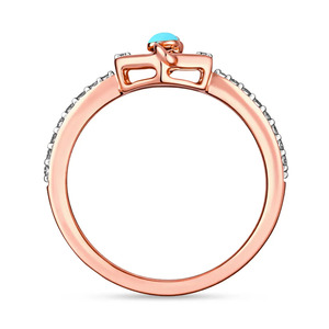 Anillo de Oro con Hoja de Esmalte Azul y Detalle de Diamante - Product Image 3