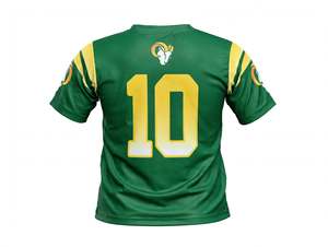 Maillot de football américain personnalisé vert et or, uniforme d'équipe, vêtements de sport, tenue d'entraînement et de match de football sublimée, vente en gros, haut de gamme - Product Image 3