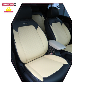 Fabricación de fábrica ODM Nappa Fundas de asiento de coche de cuero Accesorios interiores impermeables Cubierta de coche Asientos delanteros de coche Crema y negro - Product Image 1