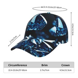 Gorra de Béisbol de 6 Paneles con Estampado Animal Geométrico Azul, Unisex, Ajustada, Panel Frontal de Lona, Transpirable, Impermeable, Moda Casual - Product Image 5