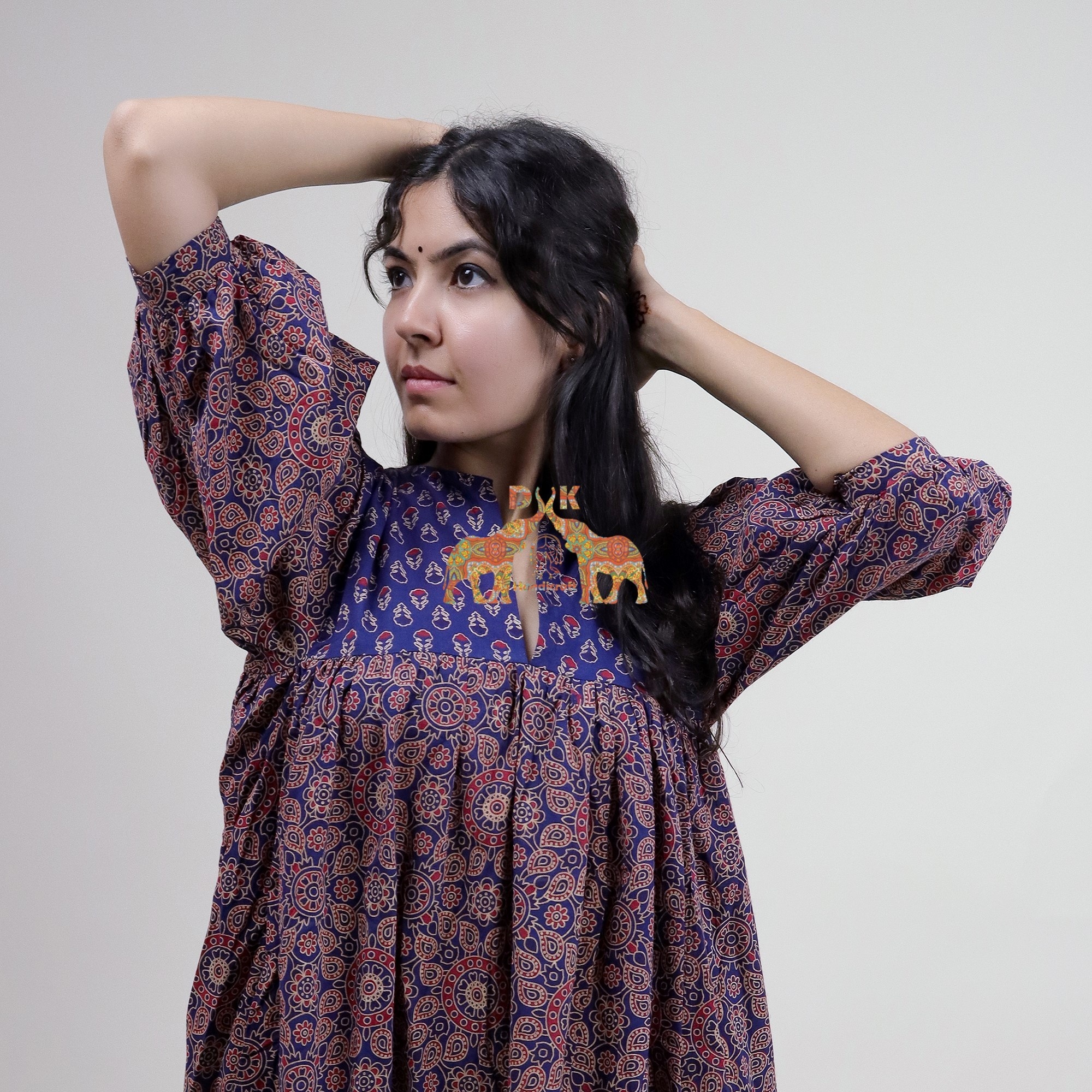 plus size cotton maxi dress for women Floral Printed Puff Sleeves Pure Ethnic Raw organic cotton!!!! Duster!!!! TLA Size:40/32 Pair with flat sandals