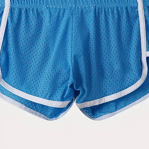 Pantalones Cortos Deportivos de Malla Azul para Hombre con Franja Lateral Blanca, Cintura Elástica, Tejido Transpirable, Estilo Deportivo de Color Sólido - Product Image 3