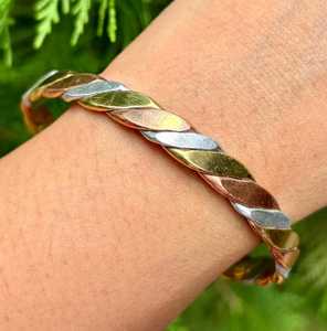 Belladec Women's Tri Color Twisted Red Copper <b>Bracelet</b> Handmade Open Cuff Elegant <b>Healing</b> Fashion Jewelry Unique Premium Quality - Product Image 1
