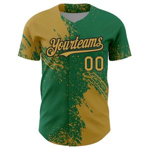 Custom <b>Baseball</b> Jersey Green Gold Sublimated Print Moisture Wicking Unisex Adult Short Sleeve Button Front Team Name Logo - Product Image 6