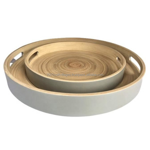 Wholesale Bamboo Serving Tray Modern Design Customizable Colors Handicraft for Home & Restaurant Use - Product Image 1