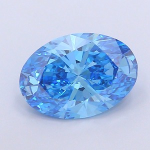 Diamant ovale de 3 carats, cultivé en laboratoire CVD, couleur bleu vif fantaisie, clarté VVS2, polissage excellent, pierre précieuse de luxe premium, pierre brute - Product Image 1