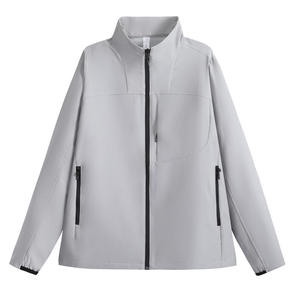Veste softshell noire à capuche pour homme, coupe-vent, fermeture éclair, vêtement décontracté pour l'extérieur, saison automne, coupe régulière, matière polyester - Product Image 5