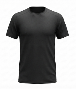 T-shirt en jersey de coton 100% pour homme, noir, manches courtes, col rond, coupe classique, couleur unie, style décontracté - Product Image 1