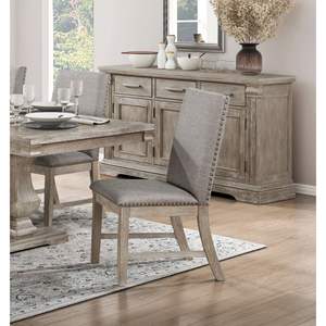 Set di 2 sedie da pranzo imbottite grigio marrone con rifinitura Nailhead sedia laterale con schienale mobili del sedile - Product Image 2