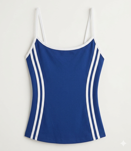 Débardeur moulant tricoté bleu de qualité supérieure pour femme, sans manches, décontracté, printemps-été, service OEM, séchage rapide, 2026 - Product Image 1