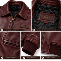 Blouson Aviateur A2 en Cuir de Vachette Véritable pour Homme, Couleur Rouge Vin, Col Rabattable, Fermeture Éclair, Bas Élastique, Vêtement d'Hiver, Fournisseur en Gros