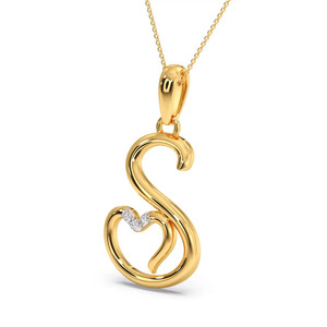 Collier avec pendentif en diamant en forme de lettre initiale S entrelacée en forme de cœur - Product Image 5
