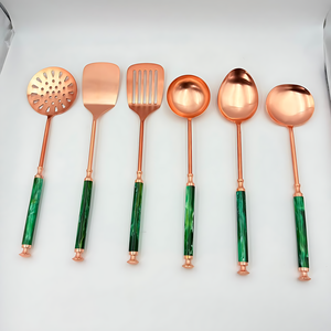 Set of 6 Stainless Steel Kitchen Set with Resin <b>Handle</b> <b>Copper</b> Finish High Demand Set Lowest Price Sale in India - Product Image 3