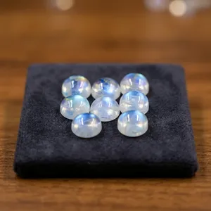 Cabochons de Pierre de Lune Arc-en-ciel Taille Brillante 6x6 8x8 10x10 12x12 mm Pierre Précieuse Naturelle Perçée Droit pour Fabrication de Bijoux Vente en Gros - Product Image 4