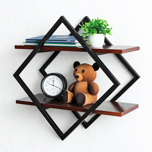 Modern Geometric Stainless Steel Wall <b>Shelf</b> Minimalist Industrial Floating Display Rack Living Room Home Decor Set - Product Image 2