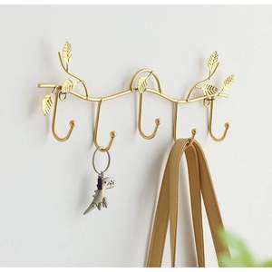 Crochets muraux en laiton pour salle de bain, accessoires de rangement pour vêtements, design en laiton et organisateurs muraux décoratifs pour courrier et clés - Product Image 3