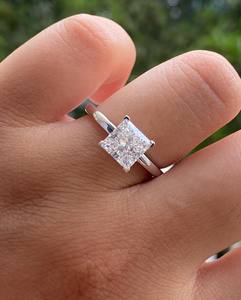 3 Carat Princess Cut Lab Grown <b>Diamond</b> 4-Prong Solitaire Engagement <b>Ring</b>, IGI Certified - Product Image 2