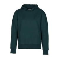 Unisex Nane Yeşili Kapüşonlu Uzun Kollu Düz Renk Örme Pamuklu Cepli Sweatshirt Nefes Alabilen Tasarım