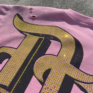 Camisetas Cortas de Lujo Vintage Personalizadas con Pedrería, de Alta Calidad, con Lavado Ácido y Efecto Desgastado, Unisex - Product Image 5