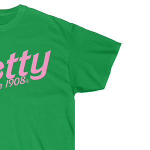AKA Pretty Since 1908 Tee Light Pink Premium Cotton Crew Neck Short Sleeve Greek Sorority Apparel Shirt. เสื้อเชิ้ตแขนสั้นคอวีผ้าฝ้ายพรีเมี่ยมสีชมพูอ่อนของ AKA Pretty Since 1908 - Product Image 4