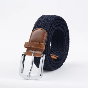 Men Women Adjustable Braided Stretch Leather <b>Elastic</b> Fabric <b>Belt</b> - Product Image 2