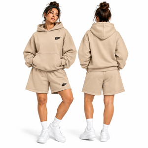 Conjunto de Sudadera con Capucha y Pantalones Cortos para Mujer, de Alta Calidad, Cómodo, Deportivo e Informal, Conjunto de Dos Piezas - Product Image 6