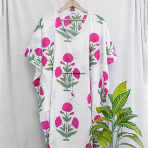 Wholesale Hand Block Printed Cotton <b>Kaftan</b> <b>Beach</b> <b>Kaftan</b> Girls Party Dress Wear Night Maxi Dress Sustainable Summer - Product Image 3