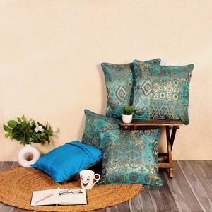 Housse de coussin carrée en brocart bleu Rama, motif végétal vintage de luxe, imprimé numérique, avec fermeture éclair, 45x45, en rayonne, pour hôpital - Product Image 2