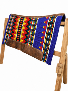 Selle de cheval classique Western Manaal Enterprises, motif géométrique, garniture en cuir marron, doublure en laine, équitation - Product Image 3