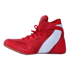 Red High Top Boxing <b>Shoes</b> Breathable Lace-Up Leather Kickboxing Training <b>Shoes</b> for Adults Martial Arts - Product Image 5