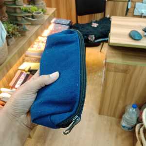 Simple Textile Cosmetic <b>Case</b> With Zipper Closure Small Portable <b>Makeup</b> Bag In Orange Color - Product Image 6