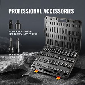 Set di chiavi a bussola a impatto da 59 pezzi in acciaio legato Cr-Mo a 6 punte, da 5/16'' a 1-1/4'' (6-32mm) con attacco da 3/8'' e 1/2'', del marchio Au - Product Image 3