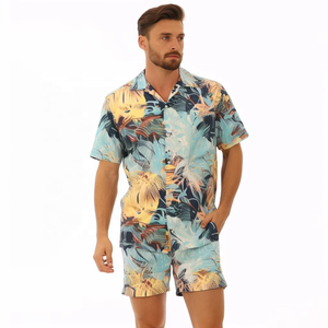 Conjunto de Camisa y Pantalones Cortos para Hombre, Estampado Floral Digital 3D, Estilo Hawaiano, Casual, Holgado, Transpirable, para la Playa - Product Image 2
