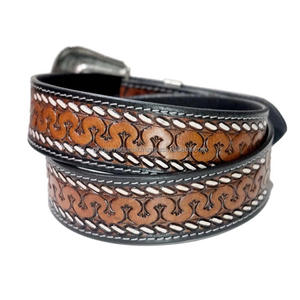Ceinture d'outillage en cuir véritable usiné à la main de 38mm de large pour hommes avec boucle interchangeable en laiton antique - Product Image 5