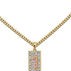 Gold 1908 Crystal Bar Pendant <b>Necklace</b> with Pink Rhinestone Number Design Fine Chain Elegant Women Fashion Jewelry <b>Statement</b> - Product Image 5