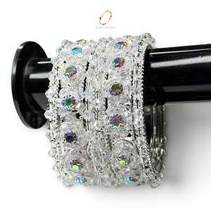 Export Quality Designer Silver <b>Crystal</b> Zircon Stone Bangles Silver Plated <b>Bracelet</b> Indian Collection Wedding Festive Wholesale - Product Image 3