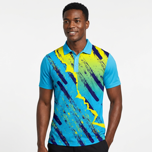 <b>Men's</b> Short Sleeve Polo Shirt With Geometric Pattern Sublimation Print Quick Dry Knitted Polyester Casual Regular Fit - Product Image 3
