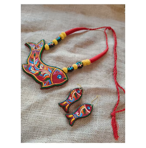 Conjunto de Joyería de Terracota de Diseño Premium, Collar y Aretes Festivos para Uso Étnico y Contemporáneo - Product Image 6