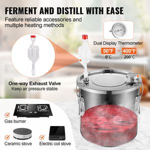 Kit di Distillazione per Alcol e Acqua in Acciaio Inox da 3 Galloni/11,4 L con Raffreddamento a Serpentina per Fermentazione e Raffinazione Domestica - Product Image 3