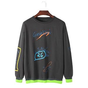 Vente en gros de sweat surdimensionné en molleton de coton mélangé léger de haute qualité, col rond, hiver écologique, imprimé en relief - Product Image 1