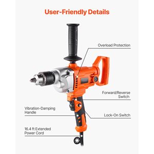 Trapano Elettrico a Filo da 5/8 Pollici con Miscelatore, 850 RPM, 5.8A, Impugnatura a D, per Applicazioni su Acciaio, Personalizzabile, Supporto OEM - Product Image 6