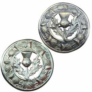 Broche écossaise à motif pied-de-poule, insigne de casquette en laiton, épingle couronne de laurier, insigne de chapeau personnalisé style tartan écossais, attache épingle de sûreté sans nickel - Product Image 5