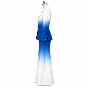 Women Gradient Color High Quality Breathable Suit Set Full Length <b>Pants</b> Turn-<b>down</b> Collar Elegant Design Regular Fit Spring Wear - Product Image 4