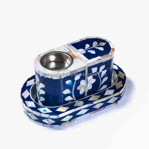 Premium <strong>Bone</strong> and Mother of Pearl Incense Burner with Elegant Floral <strong>Inlay</strong> Design - Product Image 2