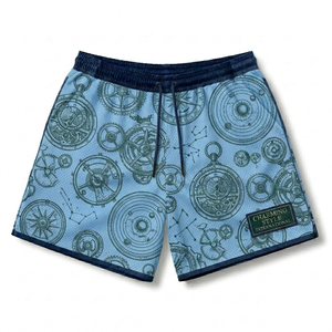 Custom logo Summer Quick Dry Men's Shorts Street Style Sublimated Swim Beach Shorts Double-<b>layer</b> Mesh Shorts with Drawstring - Product Image 1