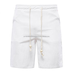 OEM Logo personnalisé Broderie Design imprimé Hommes Coton Lin Pantalon de plage d'été Shorts d'été décontractés en lin avec motif solide - Product Image 6