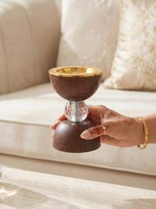 Brûleur à Bakhoor artisanal en forme de feuille, support de luxe en bois massif pour encens Oud, brûleur à encens au charbon avec emblème islamique en laiton - Product Image 4